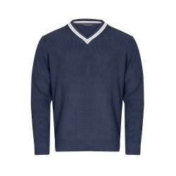pull col V en laine et coton