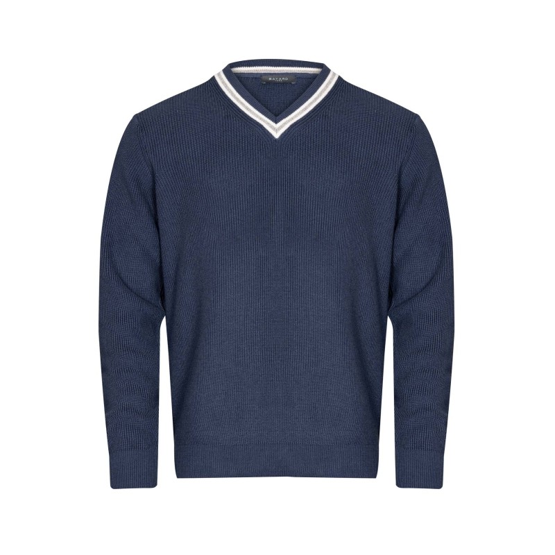 pull col V en laine et coton