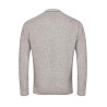 pull en coton et laine col V marine et blanc