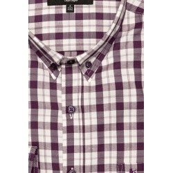 chemise à carreaux manches longues prune
