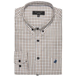 chemise à carreaux beige et bleue bayard