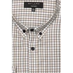 chemise manches longues à carreaux beige et bleues en coton