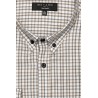 chemise manches longues à carreaux beige et bleues en coton