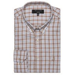 chemise manches longues en coton à carreaux beige et bleu ciel
