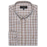 chemise manches longues en coton à carreaux beige et bleu ciel