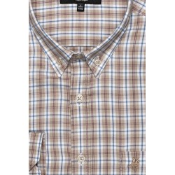 chemise à carreaux en coton beige et ciel Bayard