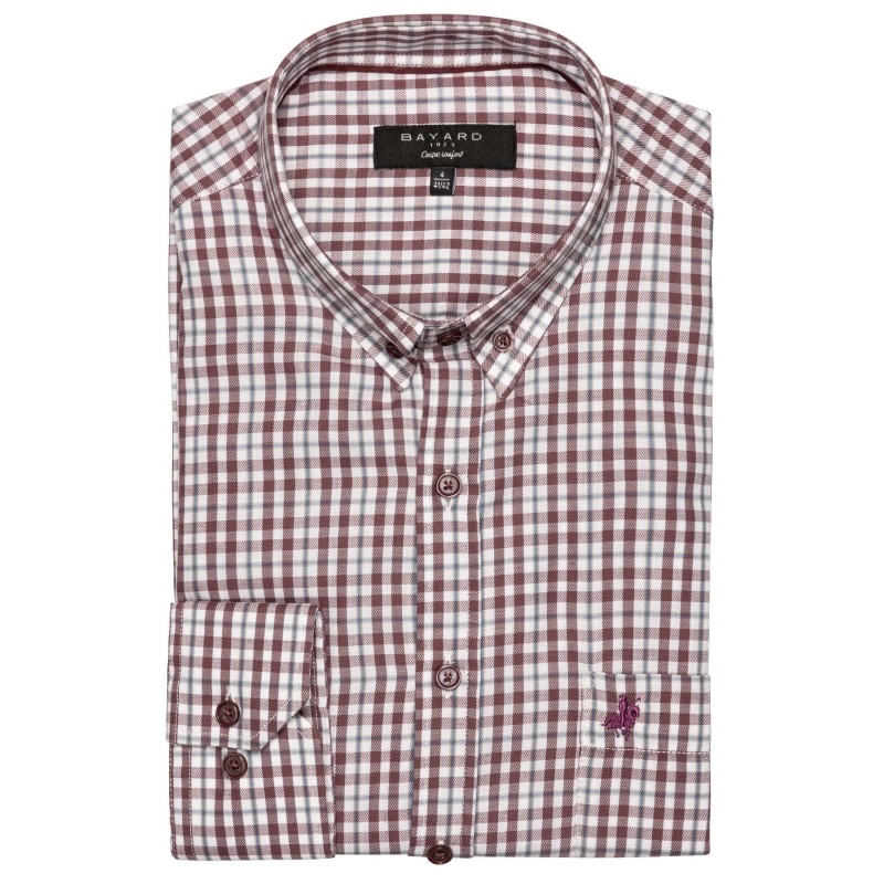 chemise manches longues prune et bleu ciel bayard