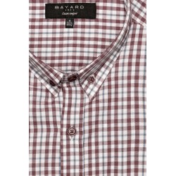 chemise à carreaux manches longues en coton prune et ciel