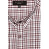 chemise à carreaux manches longues en coton prune et ciel
