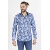 chemise bleue fleurs bayard