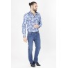 chemise coupe ajustée bleue manches longues