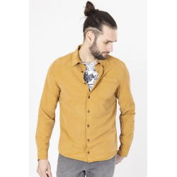 chemise manches longues camel en tencel coton et lin