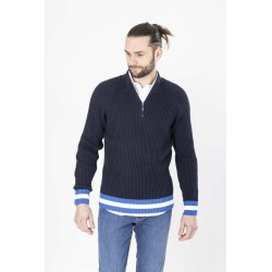 pull zippé bleu marine bayard