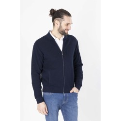 gilet zippé bleu marine en coton
