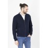 gilet zippé bleu marine en coton