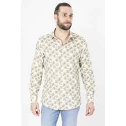 chemise manches longues en lin beige