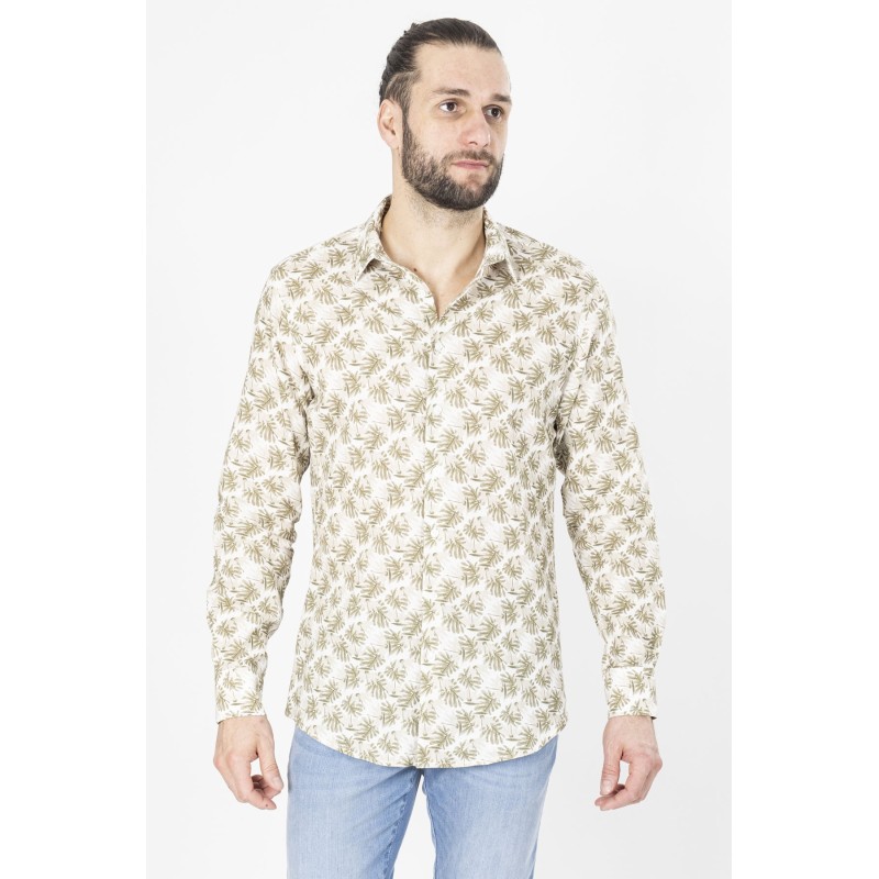 chemise manches longues en lin beige