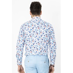 chemise à motifs en nuance de bleus coupe ajustée