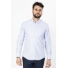 chemise manches longues en coton rayures bleues coupe ajustée