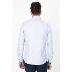 chemise col boutonné a rayures bleues en coton