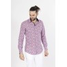 chemise coupe ajustée fleurie marine et rouge