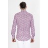 chemise manches longues fleurie rouge et marine