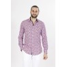 chemise coupe ajustée à fleurs rouge et marine
