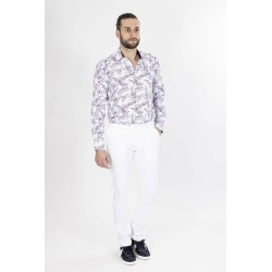 chemise manches longues blanches à motifss bayard