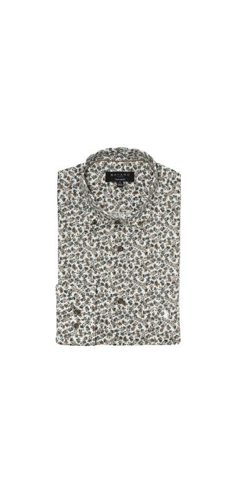 Look Automne 2021 - Chemise à motifs fleuris couleurs paille et olive en coton Automne