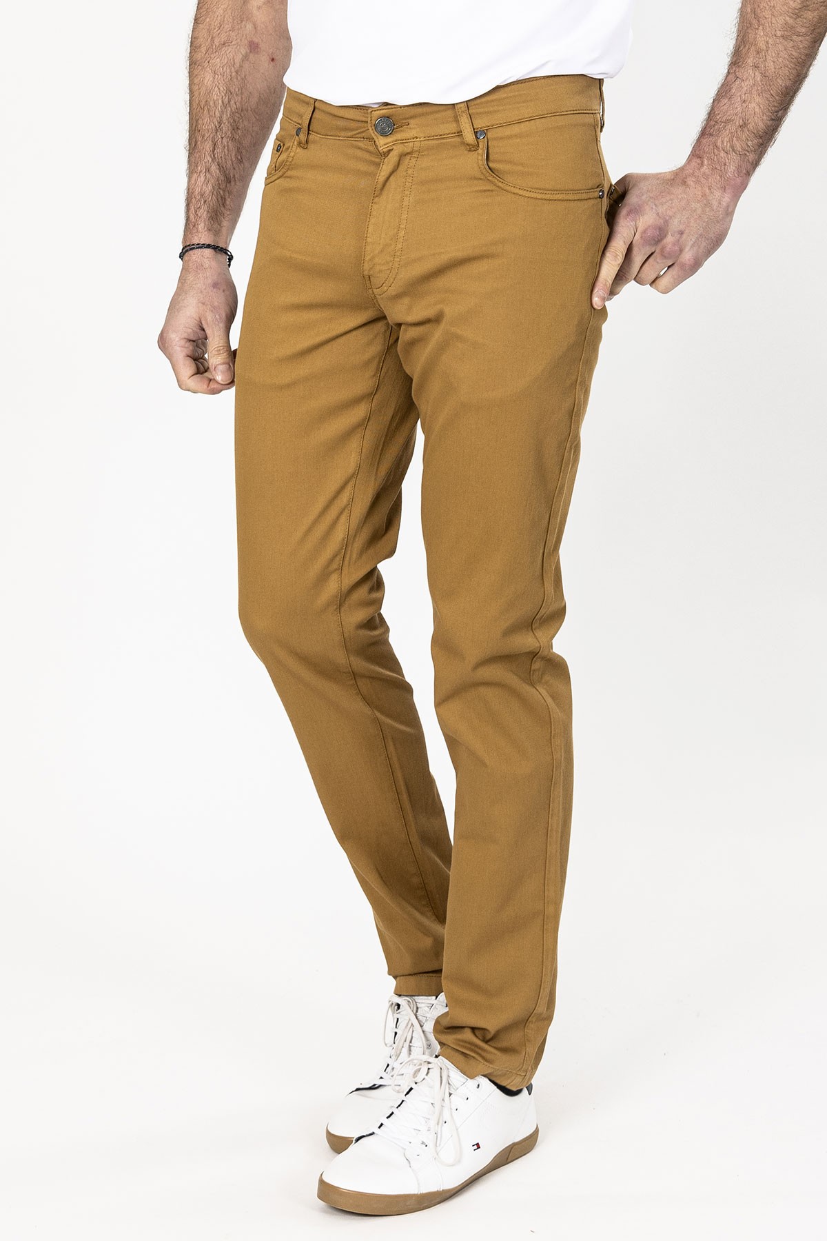 Pantalon 5 poches en coton stretch homme Coloris camel Bayard