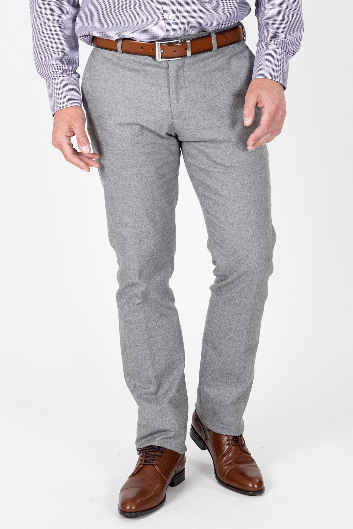 Pantalon gris clair en coton stretch