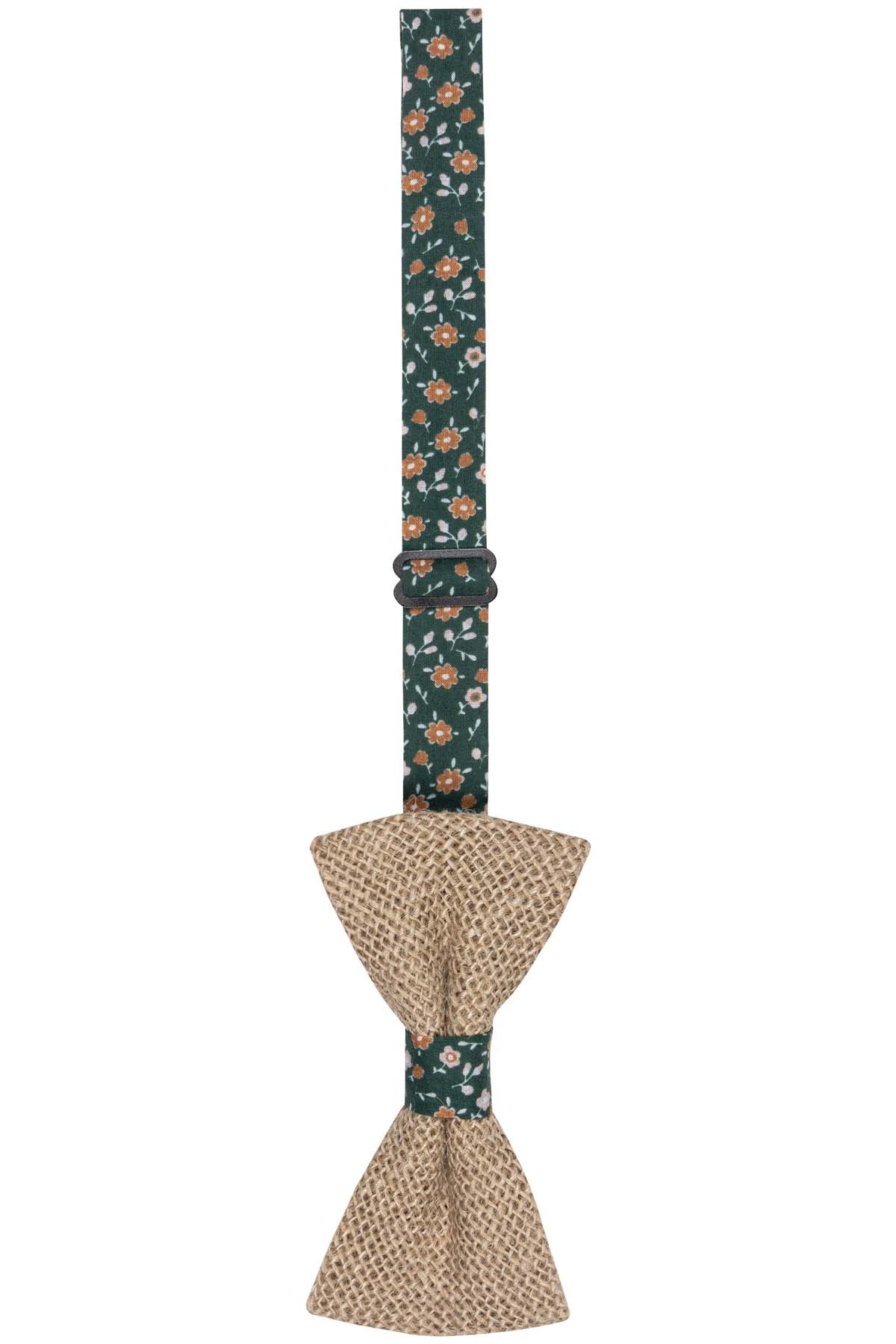 nœud papillon en toile de jute tour de cou vert imprimé fleur bayard nœud papillon en toile de jute tour de cou vert imprimé fleur bayard