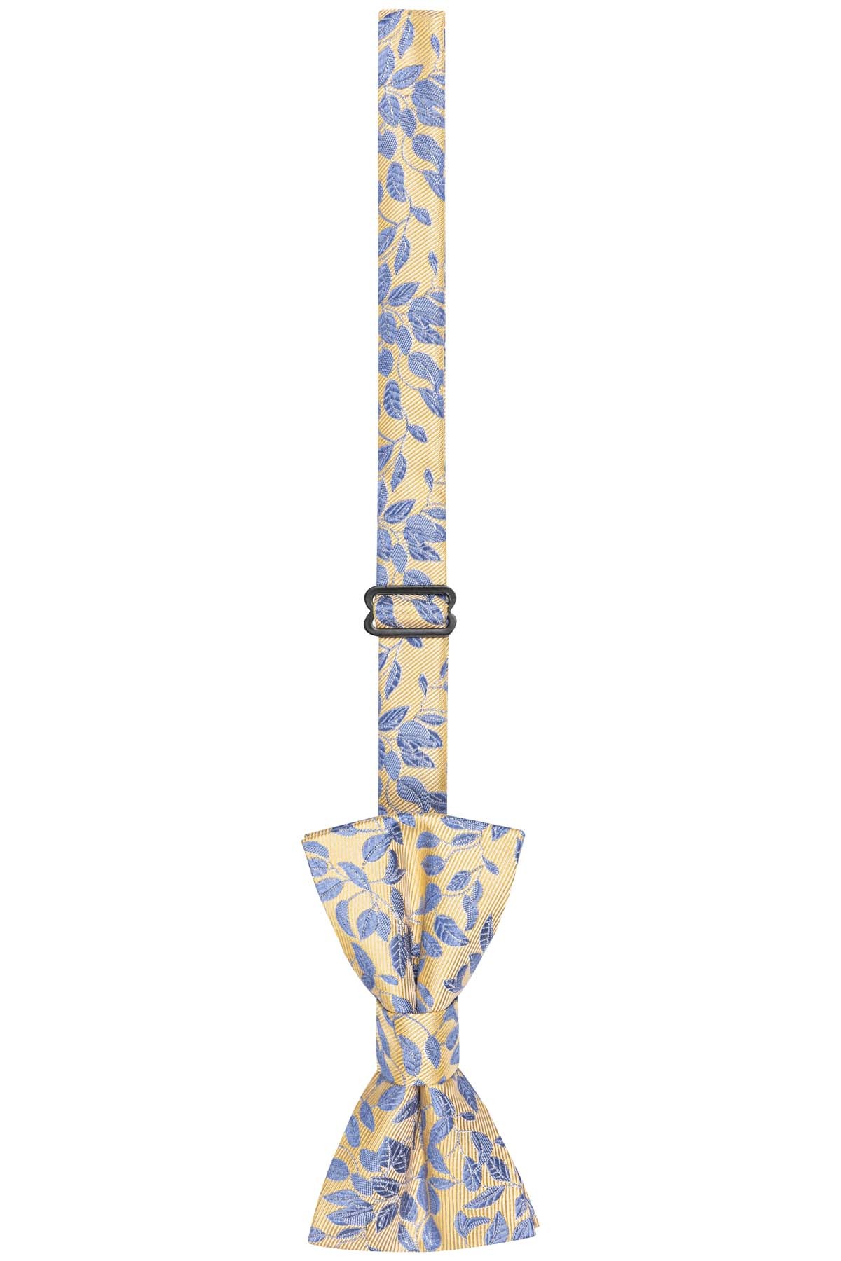 noeud papillon jaune doré motif feuille bleu ciel en soie bayard noeud papillon jaune doré motif feuille bleu ciel en soie bayard