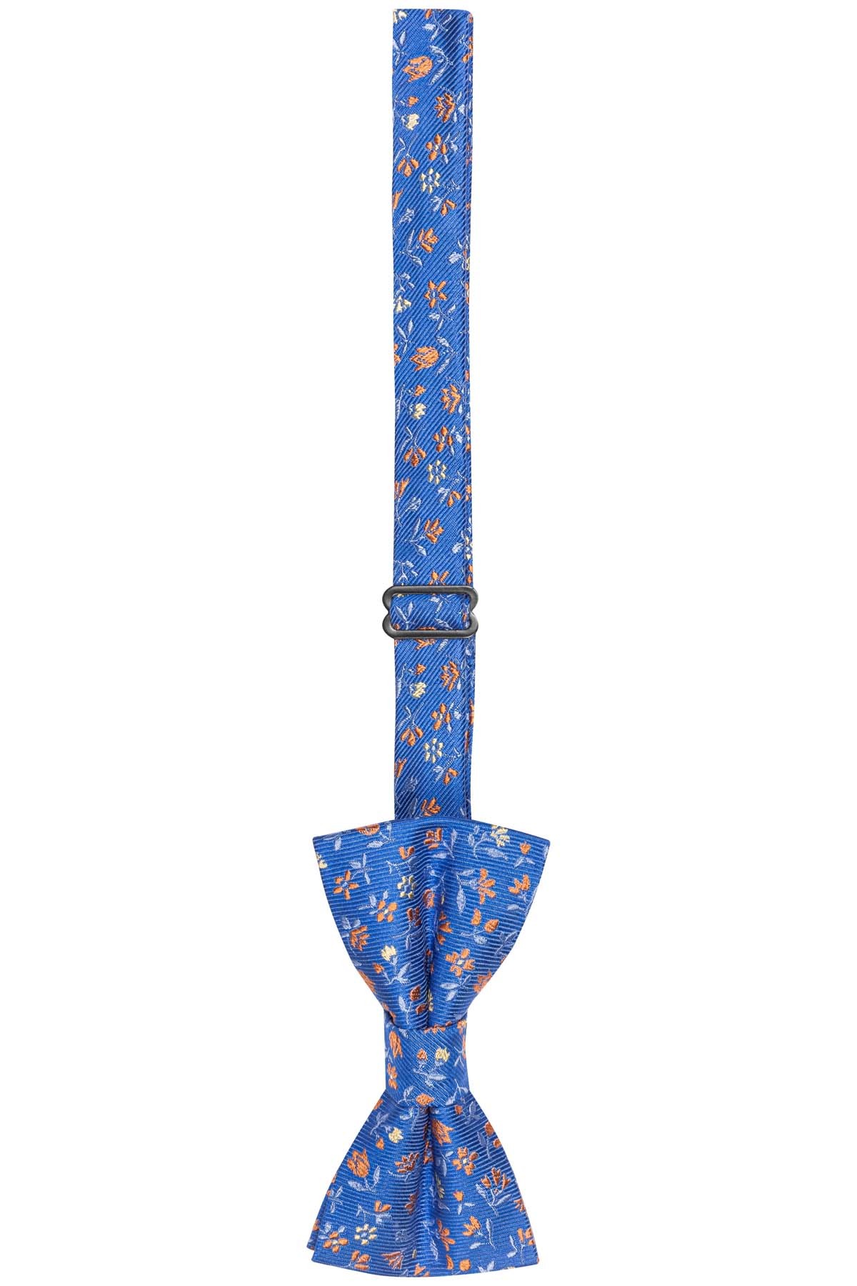 neoud papillon en soie bleu motifs fleurs orange et jaune bayard neoud papillon en soie bleu motifs fleurs orange et jaune bayard