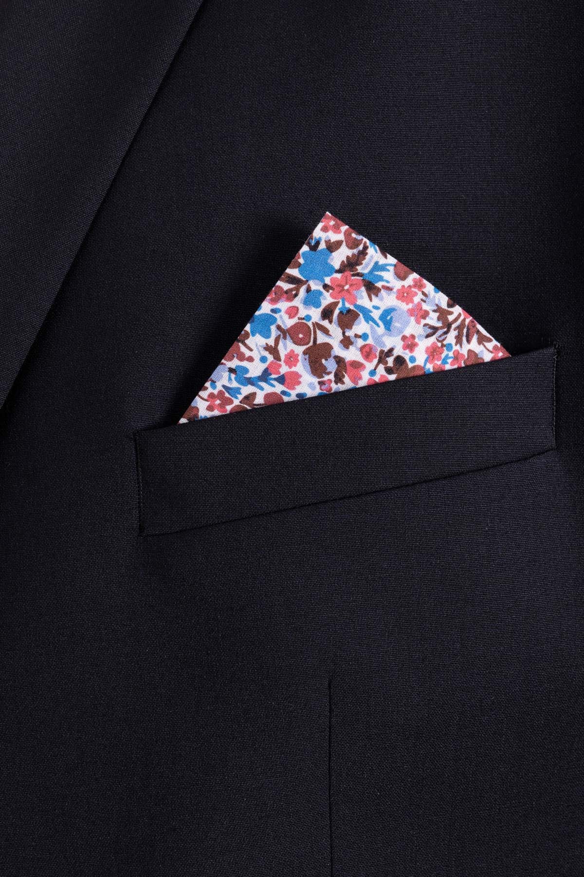 Pochette de veste en coton rouge et bleue Pochette de veste en coton rouge et bleue