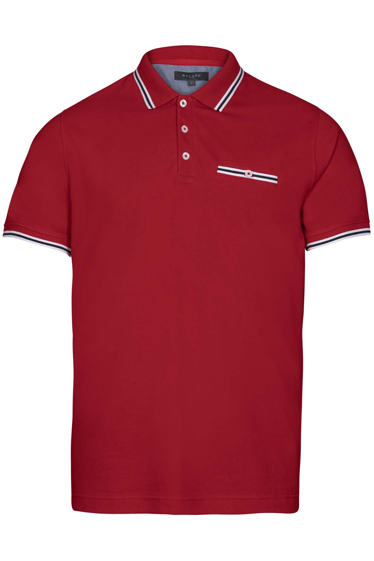 polo manches courtes rouge avec liseré bleu marine et blanc polo manches courtes rouge avec liseré bleu marine et blanc