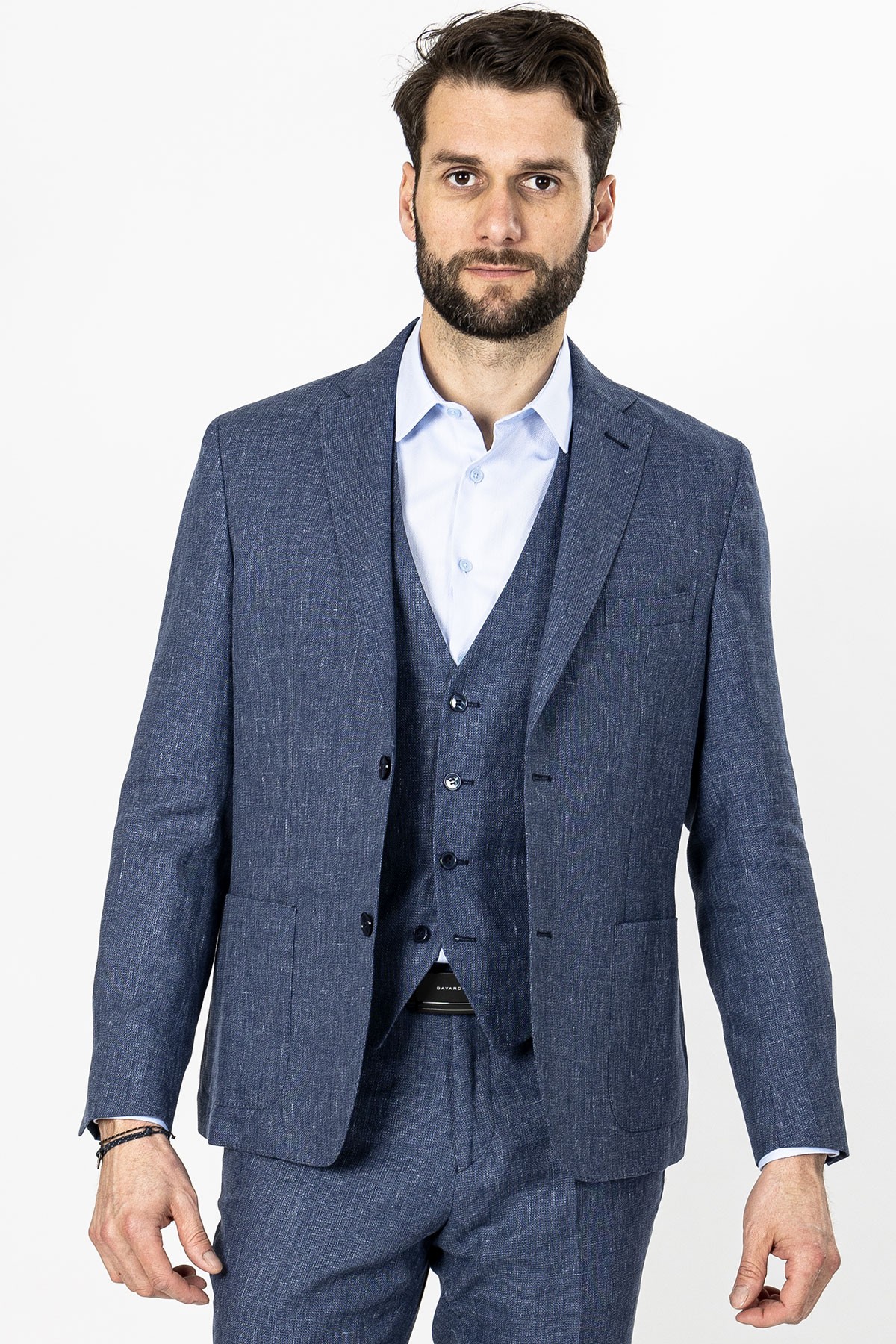 veste en lin bleu Bayard