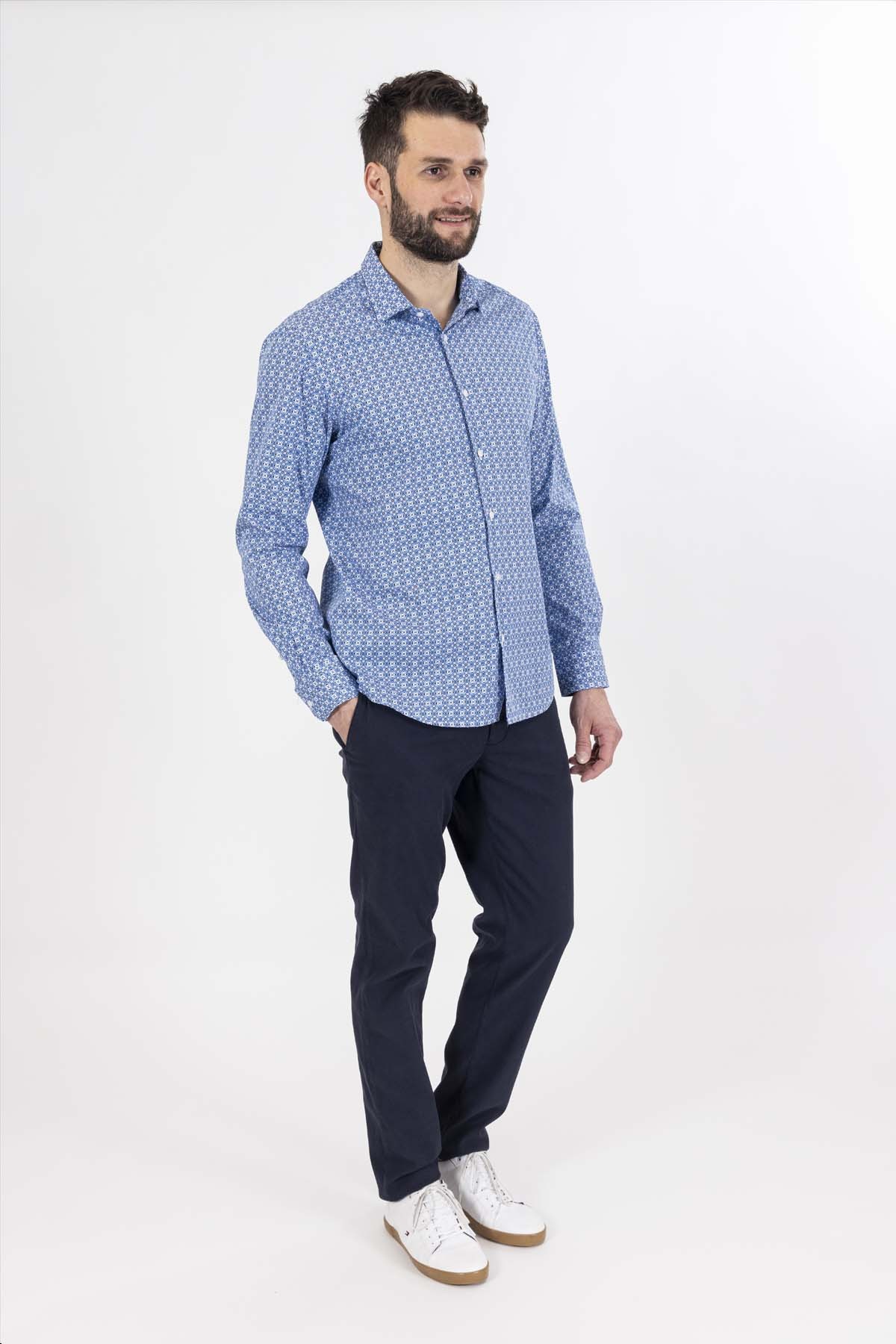 Chemise manche longue bleue bayard