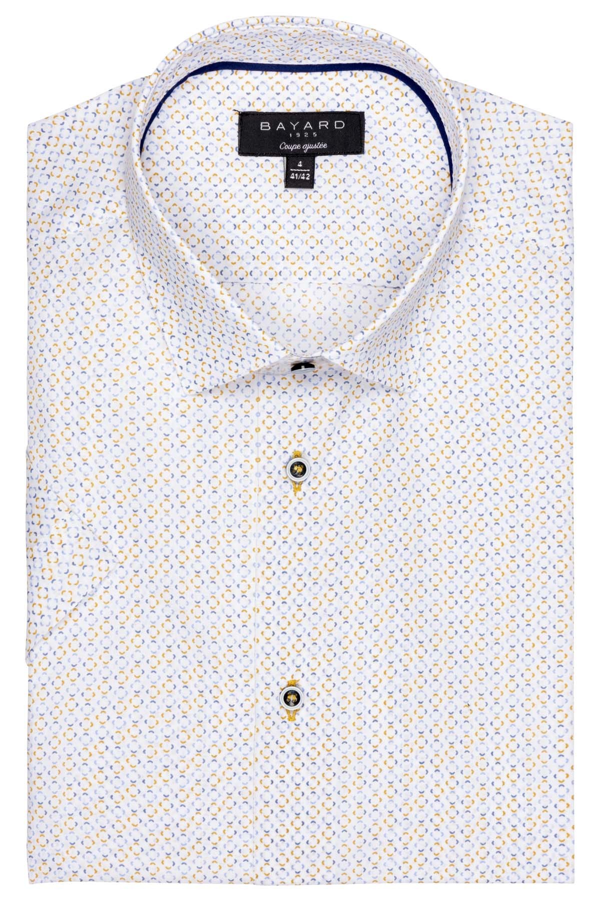 chemise manches courtes fantaisie blanche motifs jaunes chemise manches courtes fantaisie blanche motifs jaunes