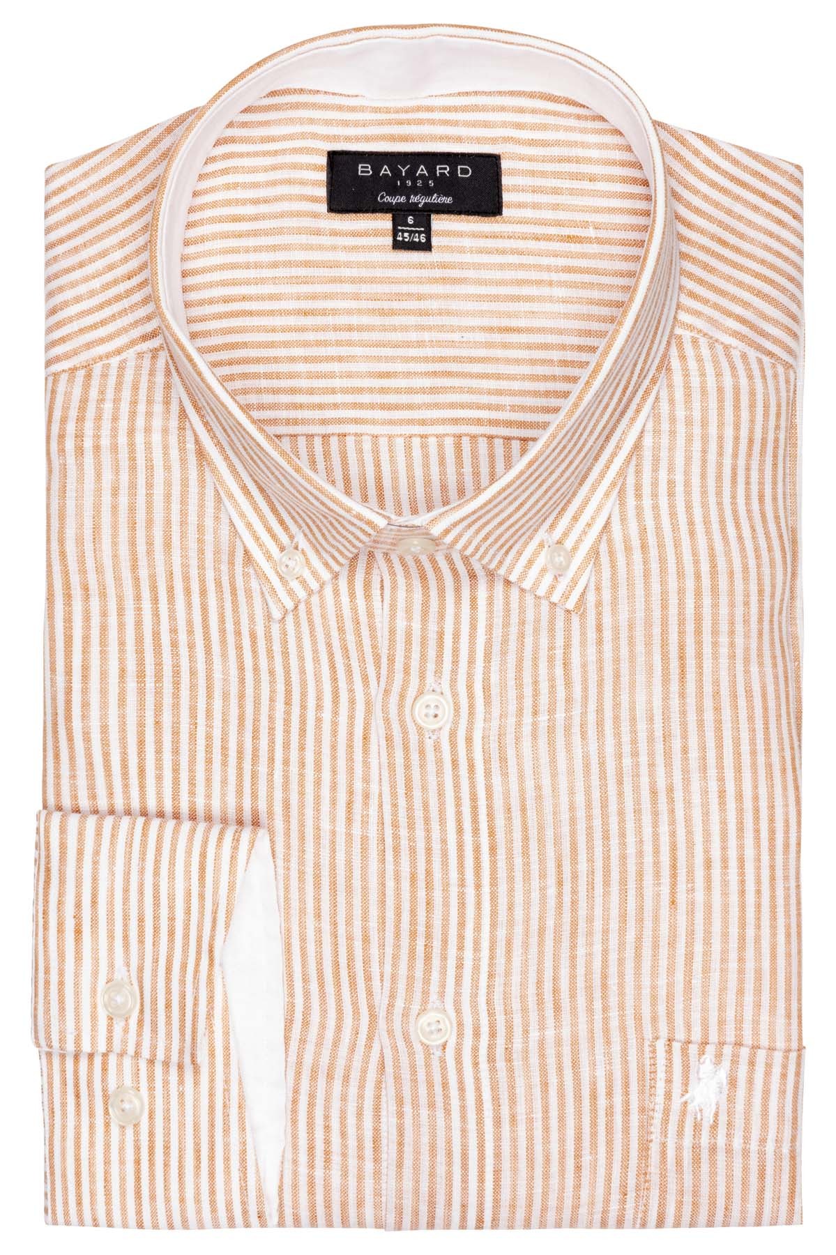 chemise en lin à rayures orange manches longues