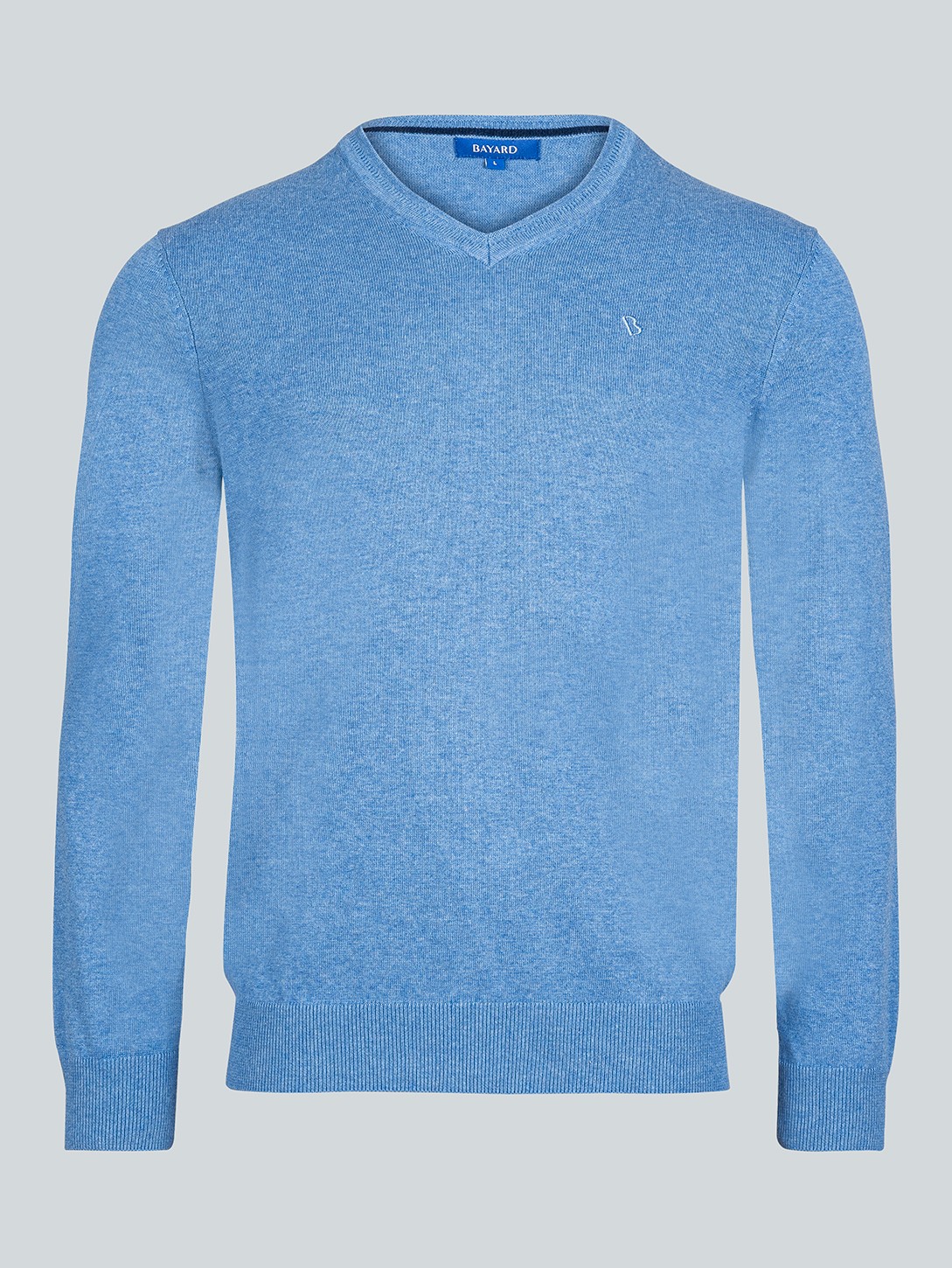 Pull col V bleu en coton