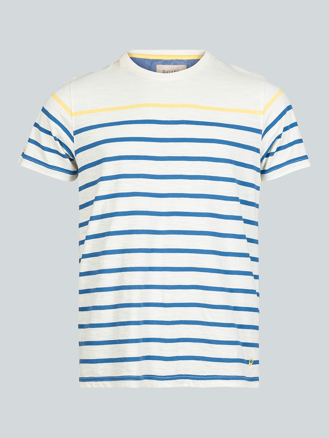 T-Shirt Marin rayé indigo et jaune