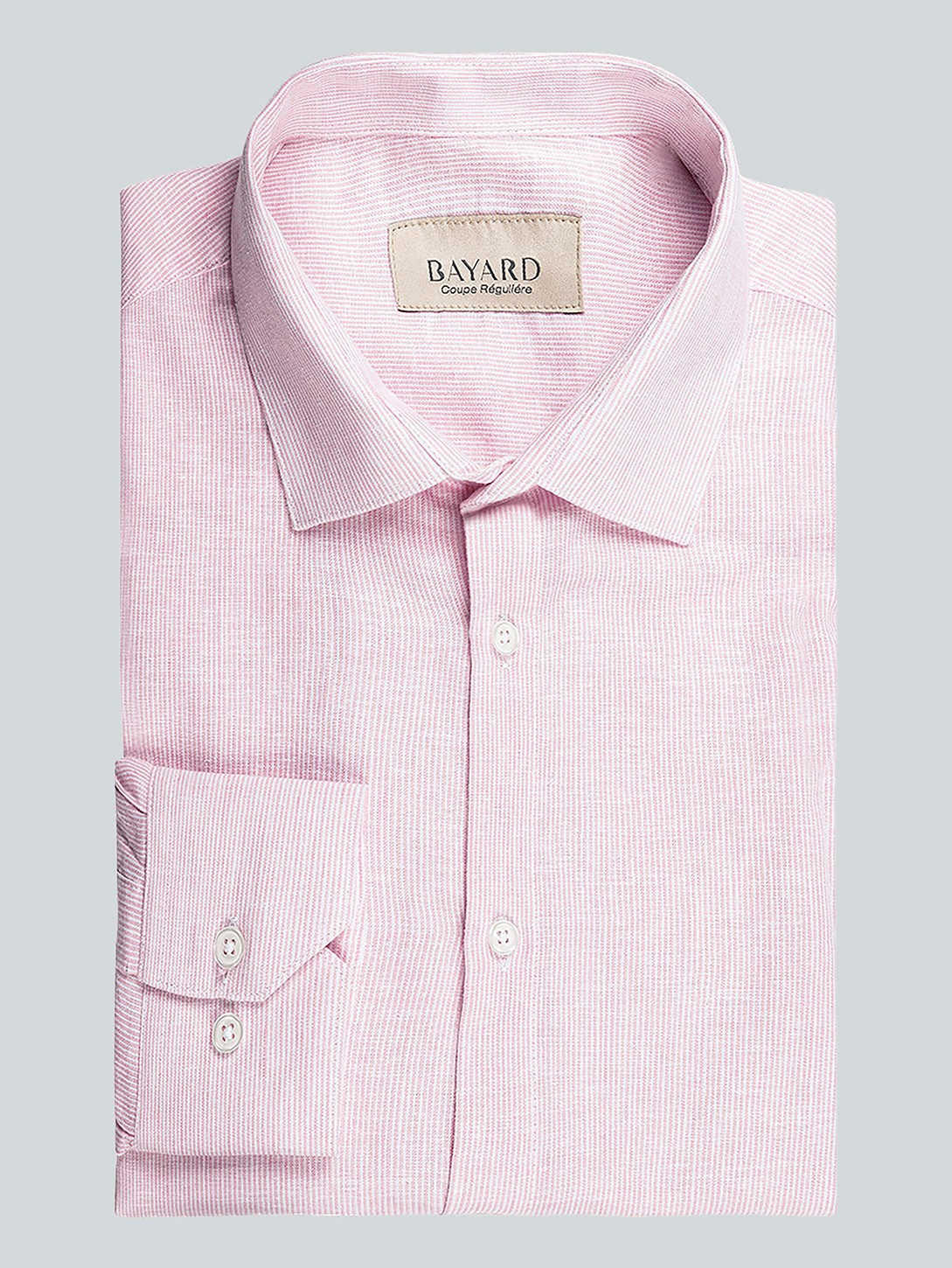Chemise rayée en lin rose