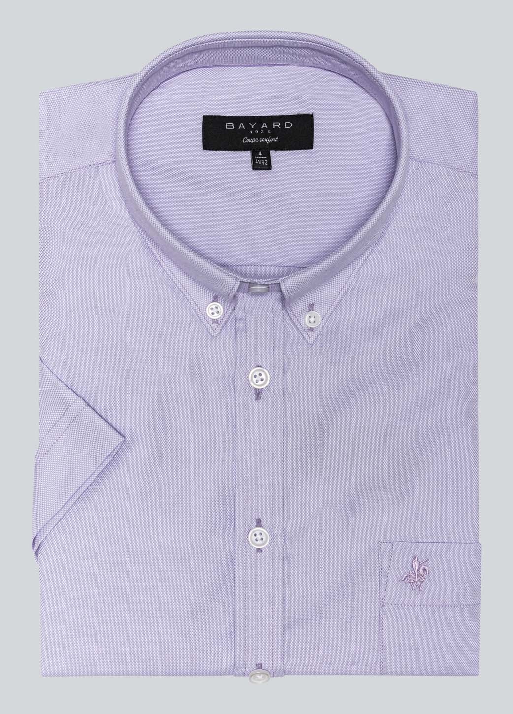 chemisette parme coupe confort tissage oxford pour homme Bayard