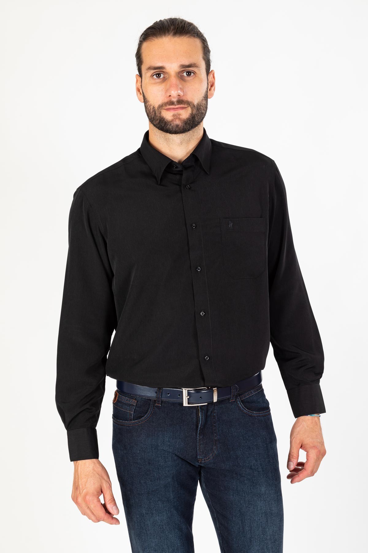 Chemise sans repassage noire Chemise sans repassage noire