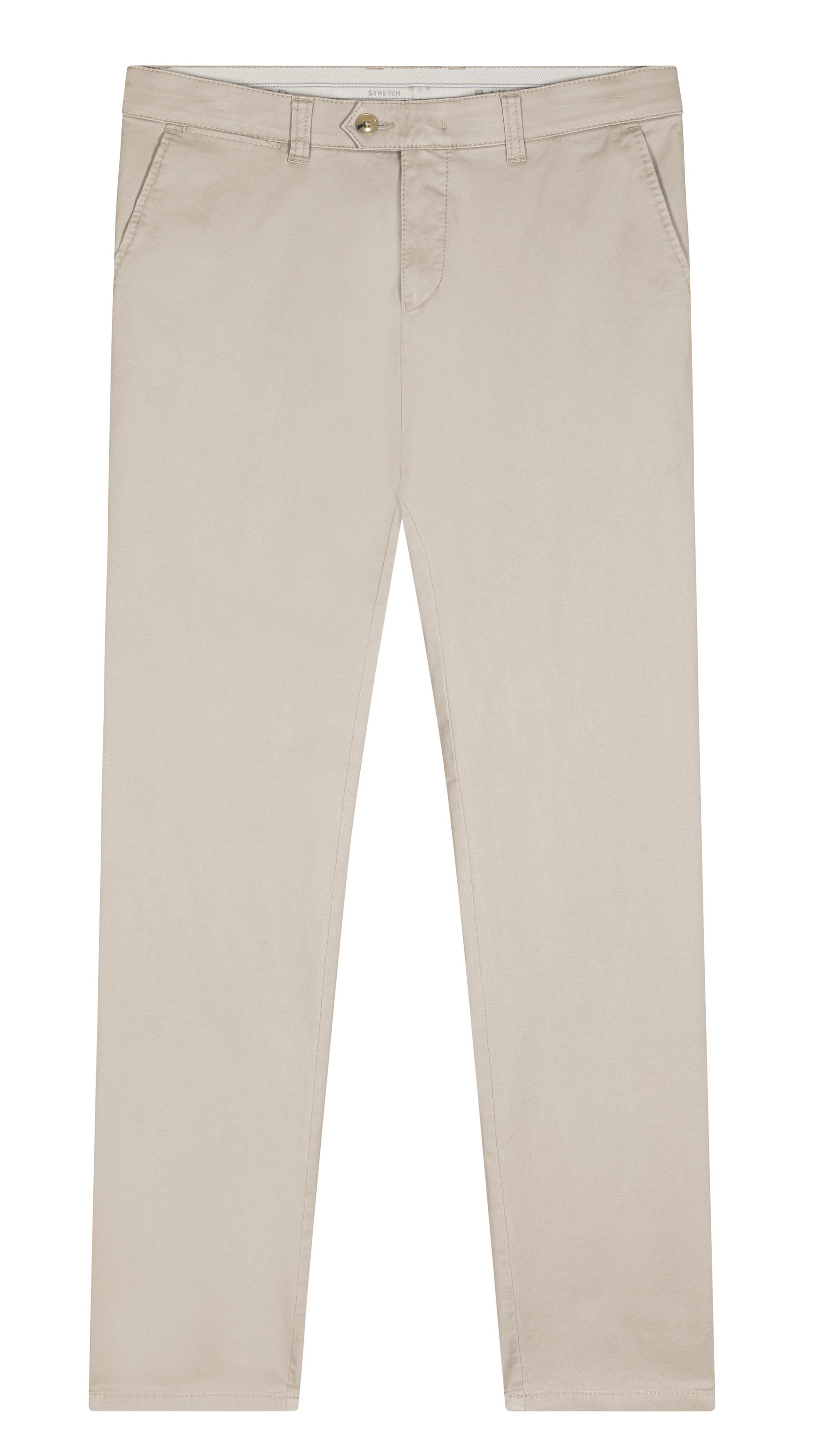 Pantalon toile coupe slim en coton uni beige