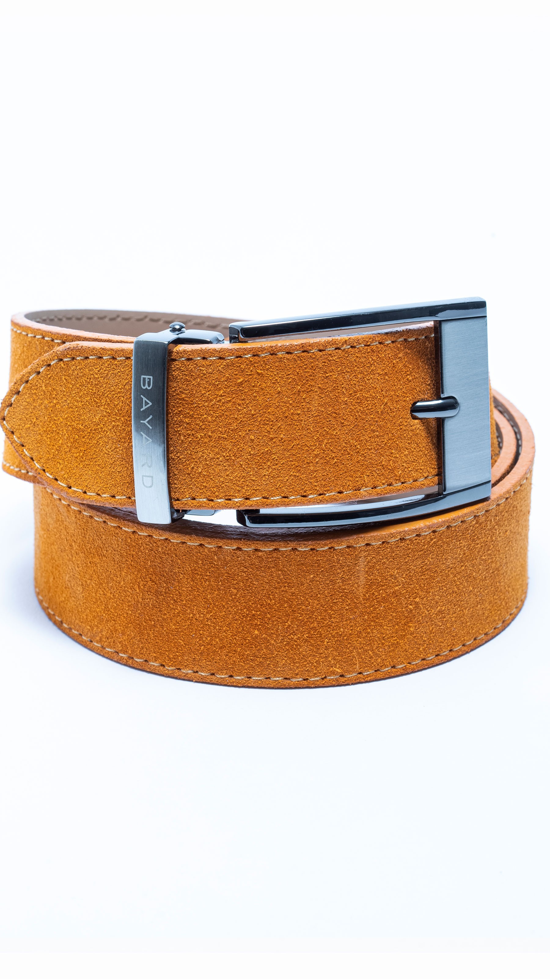 Ceinture orange en cuir velours