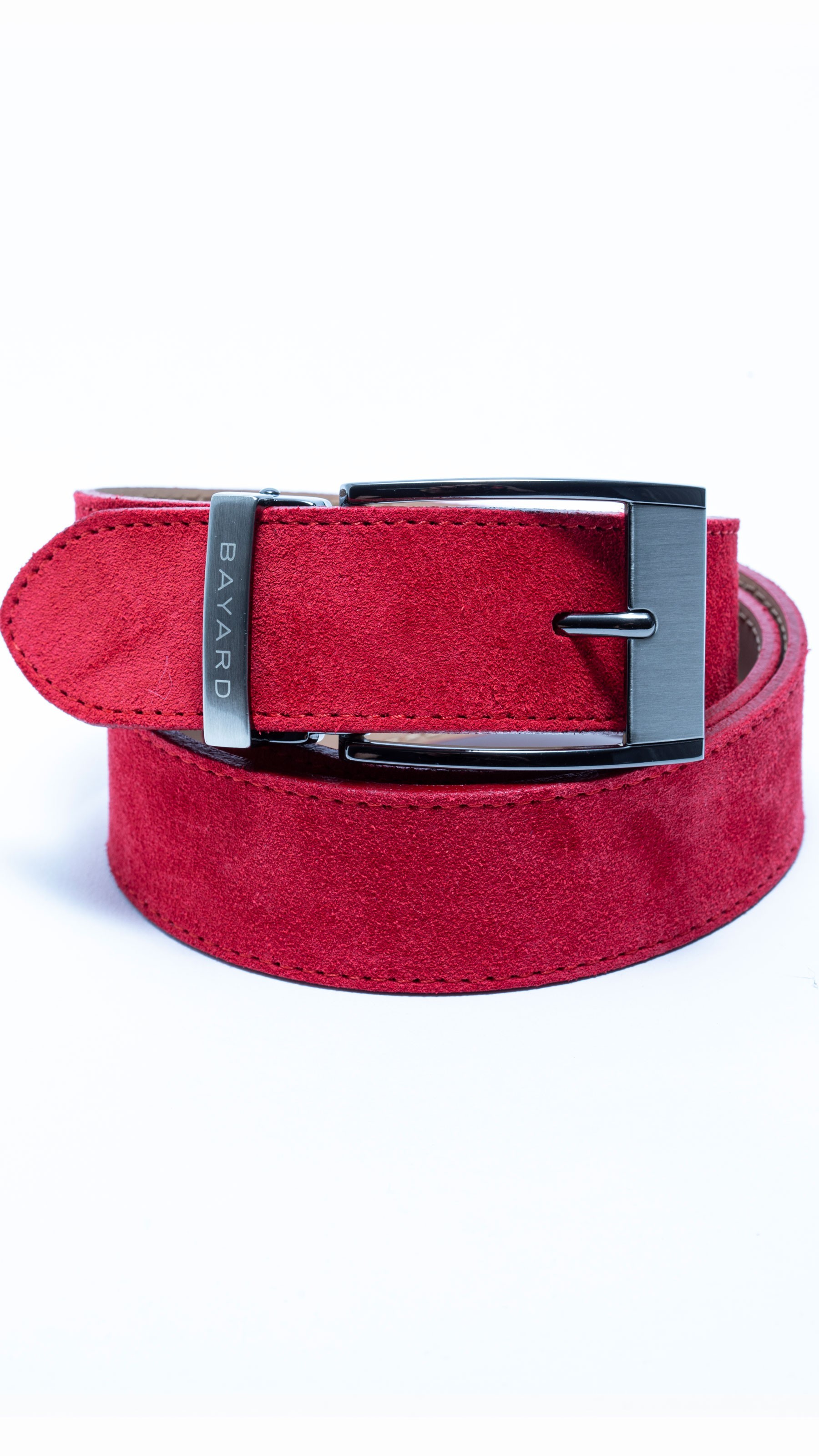 Ceinture rouge en cuir velours