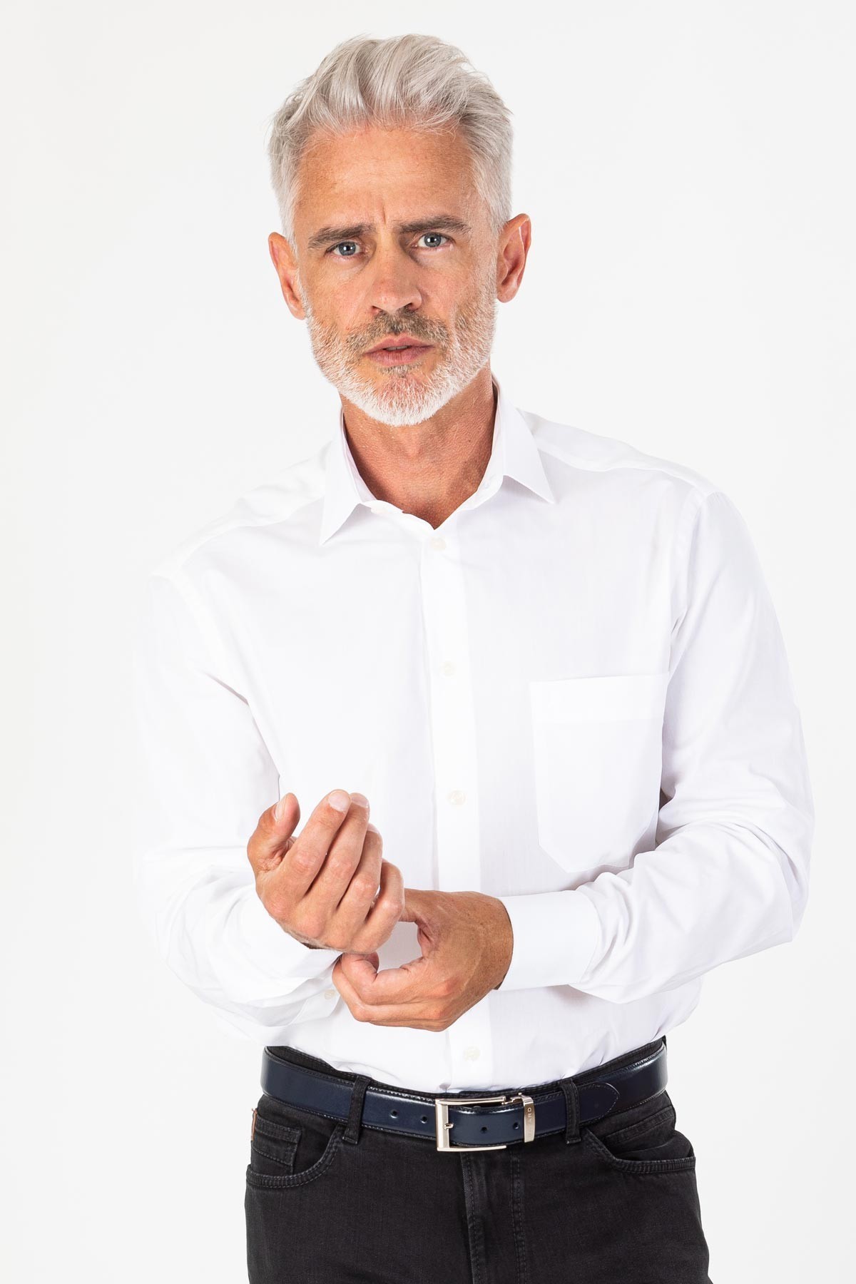 Chemise fil à fil blanche coupe régulière