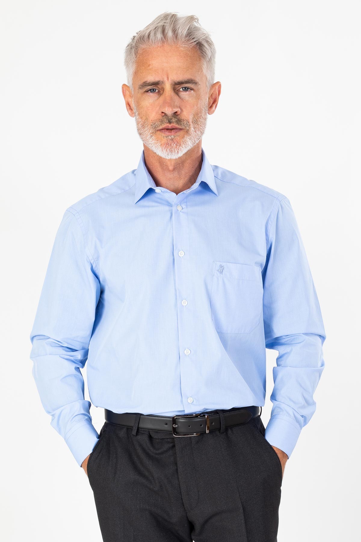 Chemise fil à fil bleu ciel coupe régulière